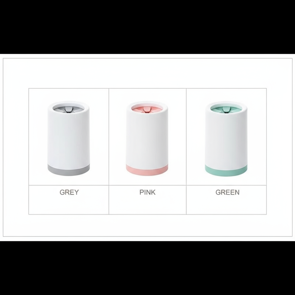 Color options table - Paw cleaner in grey, pink, and green
