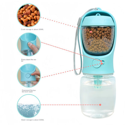 2 in 1 Portable Water Bottle with Food Storage - Ideal for Outdoor Travel and Pet Supplies